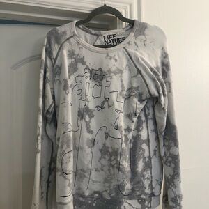 Gray and White Graphic Sweatshirt